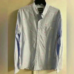 Bonobos tailored slim fit men button front‎ shirt long sleeves shark print Large